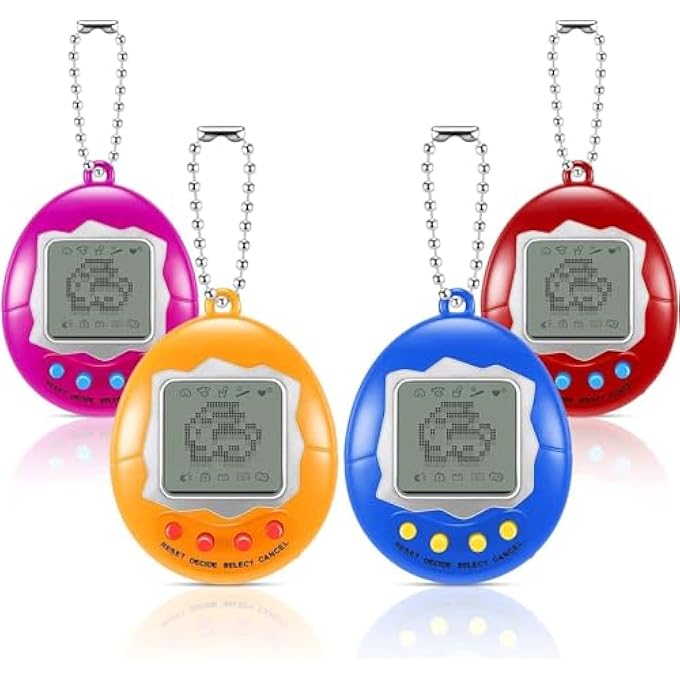rayihni VIRTUAL ELECTRONIC DIGITAL PET KEYCHAIN, GAME DIGITAL GAME KEYCHAIN NOSTALGIC VIRTUAL DIGITAL PET RETRO HANDHELD ELECTRONIC GAME MACHINE WITH KEYCHAIN FOR BOYS GIRLS, 4 PIECES - Image 2
